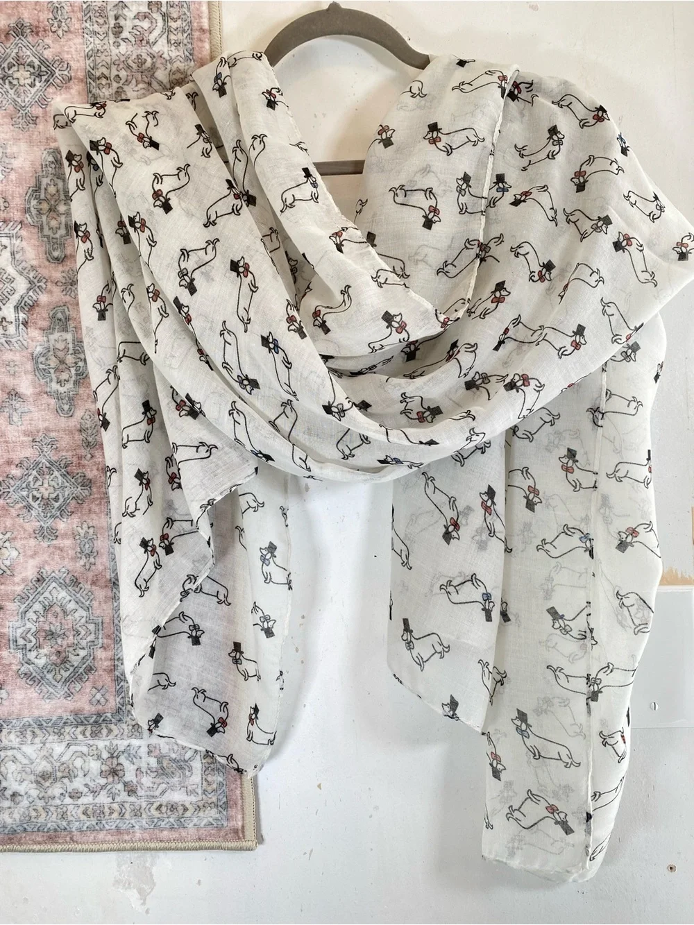 Daschund Novelty Print Gauze Large Scarf Travel Wrap